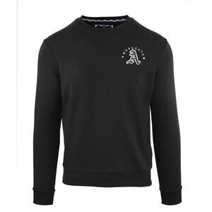 Aquascutum Mens Logo Cotton Round Neck Sweatshirt / Black